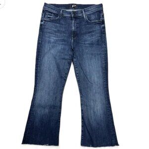 Mother The Weekender Fray Mint Condition Jeans 28 Flare Wide Leg Dark Rinse